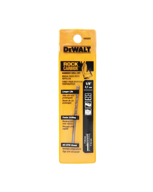 Dewalt DW5221 1/8-Inch by 3-Inch Carbide Hammer Drill Bit