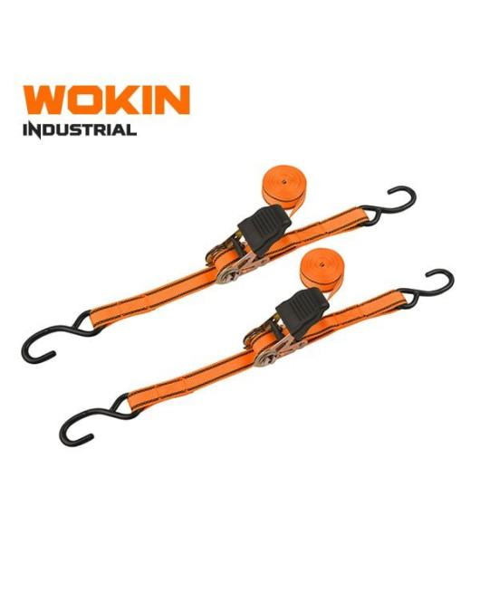 Wokin Tie Down Ratchet Strap 2Pc 25Mm X 5M (1"X16'