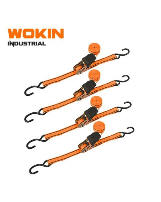 Wokin Tie Down Ratchet Strap 4Pc 25Mm X 5M (1"X16'