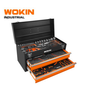Wokin Tool Chest Set 132Pcin Metal 2 Drawer Box